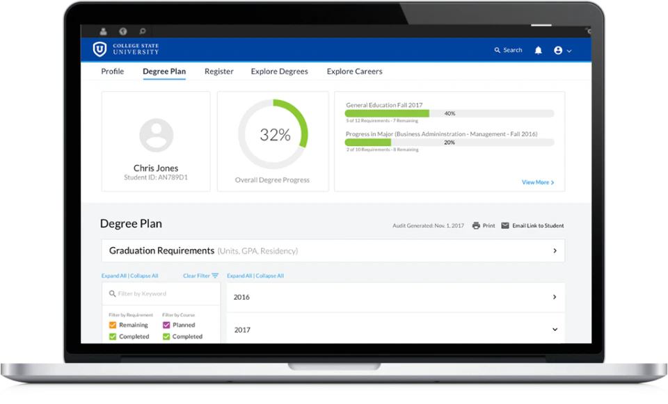 screenshot of Civitas Learning